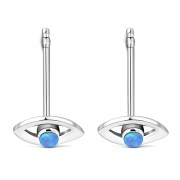 Synthetic Opal Evil Eye Stud Silver Earrings, e331